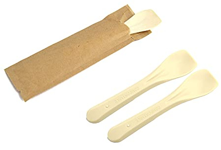 PZ 250 PALETTE BEIGE INCARTATE SINGOLARMENTE COMPOSTABILI LUNGHEZZA 9 CM (COMPOSTABLE BEIGE SPOONS) IDEALI PER GELATO, SEMIFREDDI, YOGURT E DOLCI