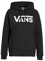 Vans Drop V Logo Hoodie, Sudadera con Capucha Mujer, Black, S