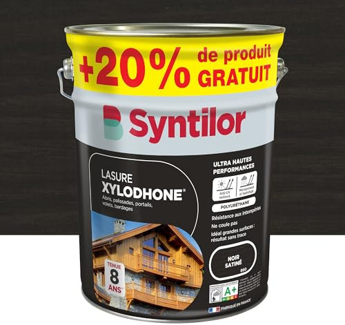 Syntilor - Lasure Xylodhone® Ultra Hautes Performances 8 Ans Noir Satiné 5L+20%