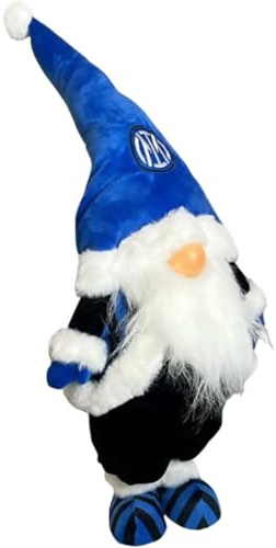 Inter | Gnomo Natale Arredo | 57 Cm | Nero/Azzurro| Prodotto Ufficiale