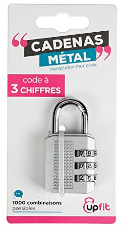 upfit - Cadenas, Cadenas Code Combinaison à 3 Chiffres en métal Plus de 1000 Combinaisons possibles Assure la sécurité du casier Rangement des Affaires Facile Utiliser et Transporter Gris