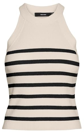 VERO MODA Female T-Shirt VMSABA Pullover, Birch/Stripes: w Black, XS