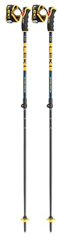 LEKI Spitfire Vario 3D Adjustable Lightweight Aluminum Ski Poles for Alpine & Backcountry Skiing - Denimblue-Aegeanblue-Mustardyellow - 110-140 cm