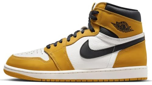 Air Jordan 1 Retro High OG 'Yellow Ochre' – Premium Leather Heritage Sneaker (Yellow Ochre, UK Footwear Size System, Adult, Men, Numeric, Medium, 8)