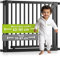 BOMI Kindertreppen Gitter Miko PEFC geprüftes Buchenholz | Ohne Bohren | 90° Stop | Baby Gitter Holz mit XXL-Tür | Kindertreppenschutzgitter Tür und Treppenschutzgitter zum Klemmen | Breite: 79-87 cm