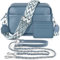 BROTOU Kleine Umhängetasche Echtes Leder Crossbody Bag Damen mit 2 Breitem Schultergurt Kartenhalter,Handtasche Leder Handy Umhängetasche Kleine Tasche Damen mit 3 Fächern(S-Marineblau)