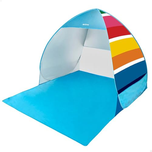 AKTIVE Strandzelt, Pop-up, 140x160x110 cm, 2 Personen, UV50-Schutz, Moskitonetz hinten, 200 mm Wassersäule, Polyester, Tragetasche, Faltzelte (62378)