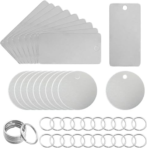 AIZHAZHA 20 Piezas Colgantes de Acero Inoxidable en Blanco para Etiquetas de Perro y llaveros,Chapa Perro Grabada, Etiquetas para Perros, Placa Grabada, Etiquetas de Identificación