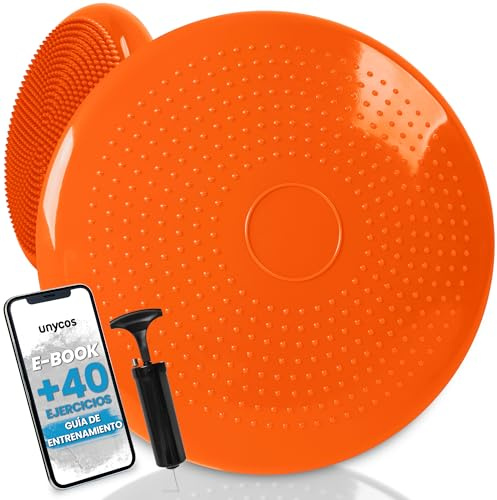 unycos - Cojín de Equilibrio【34 cm】con Bombín, Disco Propioceptivo, Antideslizante y Terapéutico que Resiste 150 kg, Soporte Lumbar para Yoga, Pilates, Fitness y Rehabilitación (Basic)