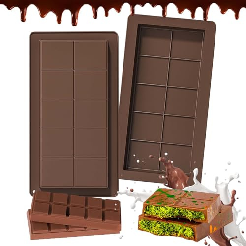 VIDSTW 2 st chokladkakform chokladform med 10 håligheter återanvändbara chokladformar chokladformar silikonformar choklad formar silikon formar slät och non-stick choklad (A)
