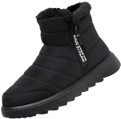 Zapatos de nieve para mujer elegantes y cómodos | Botines negros para mujer Oferta Botas de peluche de goma Botas para después de esquiar deportivas Botas de nieve Mujer Caloroso Senderismo, Negro ,