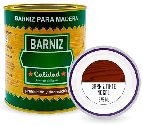 AC - Bote de Barniz Brillo para Madera - Fabricado en España - Ideal para todo tipo de Maderas, vigas, cerchas, marcos, etc. - Capacidad de 375 ML - Nogal