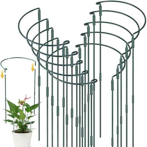 YeahBoom 10 Pièces 25x80cm Tuteurs pour Plantes,Piquets Verts Demi-Ronds Support,Soutien pour Plantes de Jardin,Support de Plantes de Jardin Demi-Rond,pour Hortensias, Pivoines, Plantes Vivace, Légume