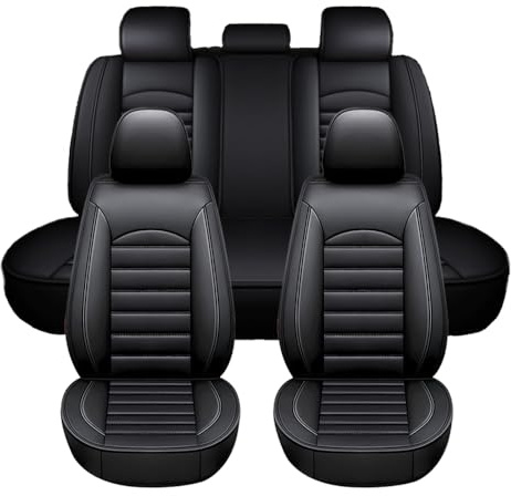 Full Set Car Seat Covers For Mercedes-Benz C Class C160 C180 C200 C220 C230 C240 C250 C270 C280 C300 C320 C350, Universal, Waterproof, Breathable, Black/Beige, Car Seat Protectors,Leatherette (Black)