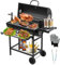 TEENO Holzkohlegrill, mit XXL-Kochrost, Anti-Verbrühungshandschuh, Thermometer, Ascheschublade, verstellbarer Lüftungsschlitz, großer Holzkohlegrill (mit Chicken Grill)