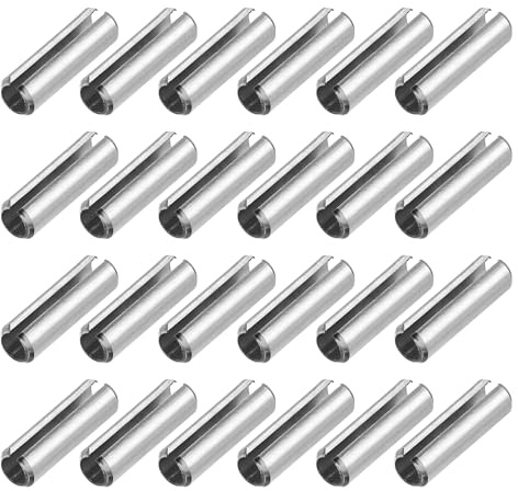 sourcing map 24Pcs Slotted Split Roll Pins 1/5 Inch(5mm) Dia. 1 Inch(25mm) Length Steel Spring Tension Expansion Dowels for Secure Fastening, Silver