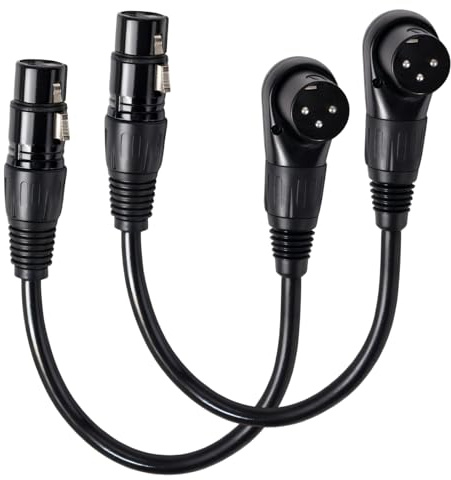 BTFO 2pz Cavo XLR Angolo Retto, Adattatore XLR Maschio ad Angolo Regolabile verso Femmina Dritta 90 Gradi per Attrezzatura Audio Mixer Registratori (Nero, 30cm)