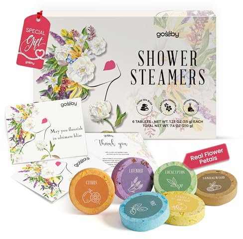 GOSSBY Shower Steamers Aromatherapy (6 Pcs) - Mothers Day Gift for Mom - Birthday, Stress Relief Gift for Women Wife Teen Girl - Basket Stuffers - Natural Essential Oils, Self Care Relaxation Home Spa
