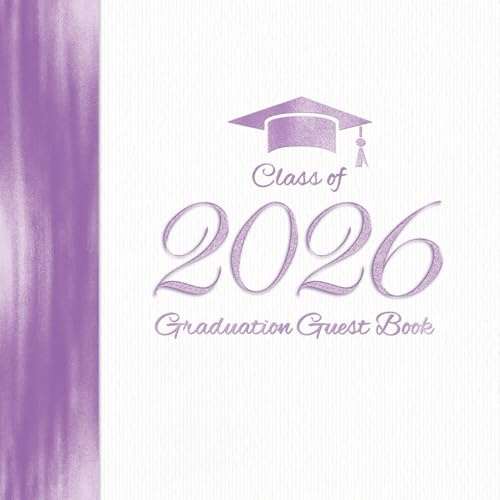 Graduation Guest Book: Matching White Purple Party Decoration I Life Advice, Friends and Family Register & Keepsake with Gift Log I High School & College Final Year Present Idea