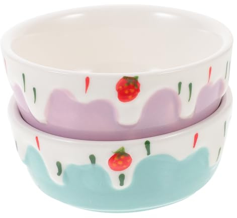 Toddmomy Ciotole in Ceramica per Criceti e Piccoli Animali Set 2 Pezzi Antiribaltamento Base Antiscivolo per Conigli Porcellini D’India e Ricci Facile Accesso a Cibo e Acqua