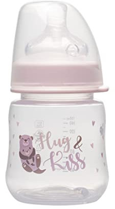 nip – Weithalsflasche PP | 150ml | Babyflasche mit weichem Silikontrinksauger und Ventil für optimalen Lufteinstrom. Babyflasche aus robustem Material | Sauglochgröße M, Girl