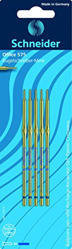 Schneider 77613 Schreibgeräte Kugelschreibermine Office 575, dokumentenecht, M, blau, 5er Blisterkarte