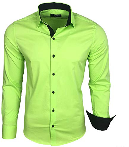 Baxboy Camisa de manga larga para hombre, para negocios, tiempo libre, boda, fácil de planchar, corte entallado, traje, cuello Kent, camisa B-500, verde, XL