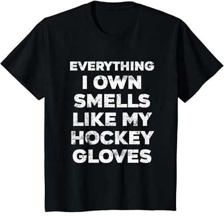 Kids Funny Hockey Tee Shirt Cool Hockey Gloves Stink Player Gift