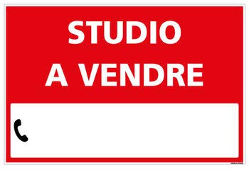 Signalétique.biz France, Panneau Immobilier Studio à Vendre avec Oeillets aux 4 coins, Rouge, Plastique rigide Akilux 3,5mm, Dimensions 60 x 40 cm (600 x 400 mm), Livré Avec Une Planche de Chiffres