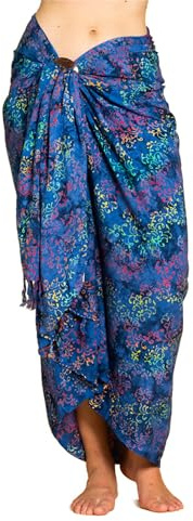PANASIAM Sarong Blå Nyanser - Sarong i Ogenomskinlig Viskos - Omlottkjol | För dam & herr, som strandpareo, Strandduk eller luftig strandklänning, bikini cover-up, Pareo, handgjort unikt exemplar