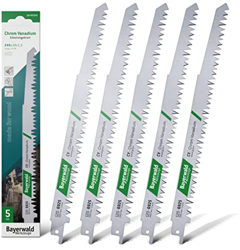 5x Bayerwald Werkzeuge Säbelsägeblatt - Länge 230 mm | Für Weichholz/Konstruktionsholz/Grünholz/Brennholz/Balken | Grober, schneller Schnitt