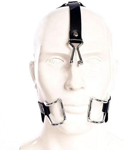 Mundhaken Nasenhaken Kopf Geschirr Mundspreizer Metall Knebel Mund Extrem,SM Mouth Gag für Mundknebel, Bondage Fetisch Einstellbar Leder Knebel Erotik Sexspielzeug für Paare