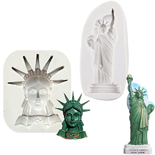 VIONNPPT Set of 2 DIY 3D Statue of Liberty Silicone Mould Making Ice Blocks Sweets Fondant Praline Soaps Cake Mousse Jelly Candles