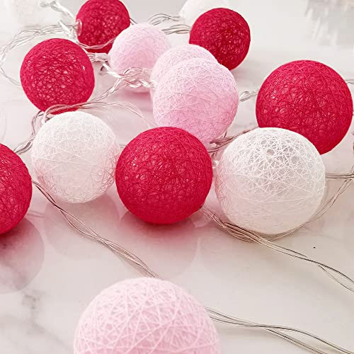 Ghirlanda di palline di cotone a LED, 20 LED, alimentata a batteria, illuminazione notturna decorativa per casa, festival di Natale, feste, giardino, cameretta dei bambini (bianco caldo)