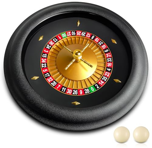 Leyndo 18 Inches Deluxe Casino Roulette Wheel Set, ABS Professional Roulette Set with Double Zero Layout Wheel with 2 Balls for Night Home Game or Professional Use(Black)