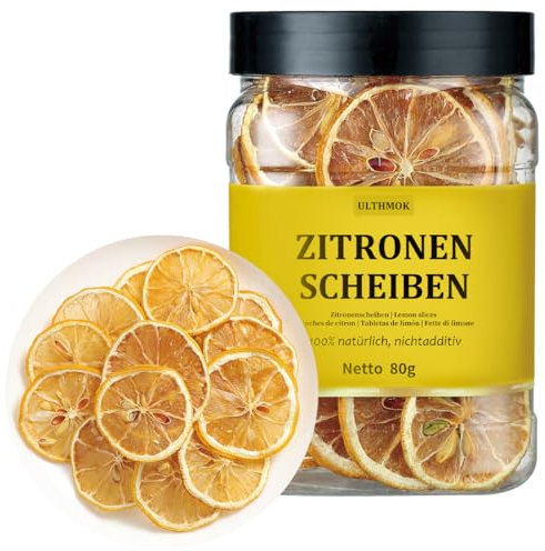 Fette di limone disidratate | Fette di limone naturale puro 80 g | Adatto per spezie per la decorazione di bevande