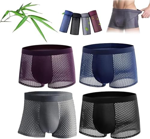Qoobom Boxhero Calzoncillos Tipo Boxer de fibre de bambou Boxhero Boxer Box Hero Bamboo pour un confort tout au long de la journée, Mélange - 4 pièces, XXL