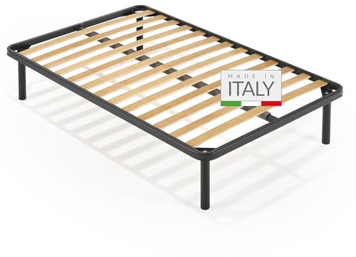 NUVOLA Atena - Rete Una Piazza e Mezza 120x200 Ortopedica con Doghe in Legno, Struttura Letto Una Piazza e Mezza in Ferro con Traverso, per Tutti i Tipi di Letti e Materassi, Resistente, Made in Italy