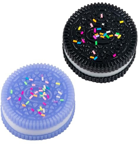 AYNKH 2 Stück Keks-Förmiges Spielzeug,Taba Squishy,Keks Squishy,Weiches Quetschspielzeug,Stressabbau-Spielzeug,Geschenke für Die Geistige Gesundheit,Niedliches Fingerspielzeug (Violett,Schwarz)