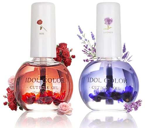 Virellay 2 Pcs Nagelhaut Öl Rose und Lavendel Nail Oil, Nagelöl Repair & Protect, Pflegendes Nagel Cuticle Oil, Getrockneten Blumen Nagelhautpflege, Nail Care Nagelhaut Öl für Hände Nägel Nagelhaut