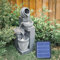 Warmiehomy Solar Water Fountain, 4 Tier Cascading Solar Water Feature, Waterfall with Solar Powered Pump and LED Lights for Outdoor, Garden Fountains and Water Features, Height 51CM, Grey