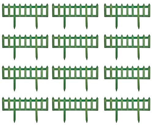 Acan Tradineur - Pack de 12 Vallas de Madera Decorativas de jardín, Borde para Plantas, Flores, Césped, decoración de Exterior (Verde - 60 x 34 cm)