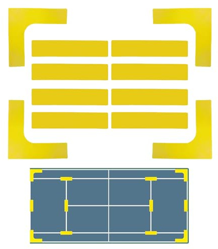 Generico Kit per Marcare Il Campo da Pickleball,Kit Marcatura Portatile per Esterno - Sportivi Portatili E Resistenza al per Badminton Tennis Pallavolo