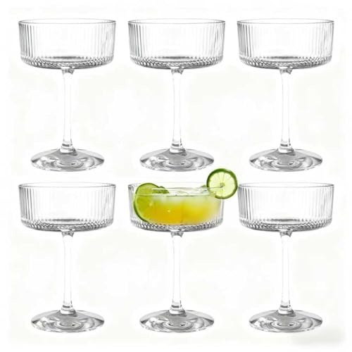 Tyawula Martini Glasses, Crystal Coupe Glasses 8Oz Cocktail Glasses, Large and Fancy Cocktail Glasses, Home Bar Champagne,Manhattan,Cocktail Party,Glassware Set of 6