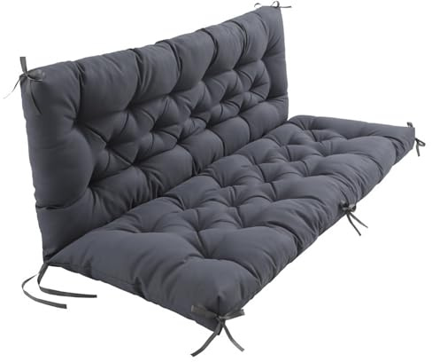 EBETA Gartenbankauflage, Outdoor Bankauflagen Sitzkissen und Rückenkissen für Bank Gartensofakissen Sitzkissen für Gartenschaukel Polsterauflage für Hollywoodschaukel (Grau, 120 * 50 * 50 cm)