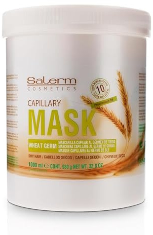 SALERM - Nourishing Hair Mask - 1000 ml - with Wheat Germ - for Dry and Damaged Hair - Deep Hair Hydration - Shine and Brightness - Hair Strengthening