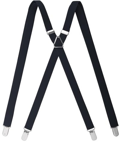 TOPTIE Men's Solid Suspenders Elastic 3/4 Inch X Back Adjustable