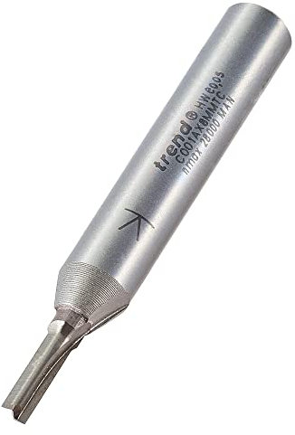 Trend Fresa de doble filo de 3 mm de diámetro x 9,5 mm de corte, apto para aplicaciones como grabado, ranurado, rebajado y mortajado poco profundo, C001AX8MMTC