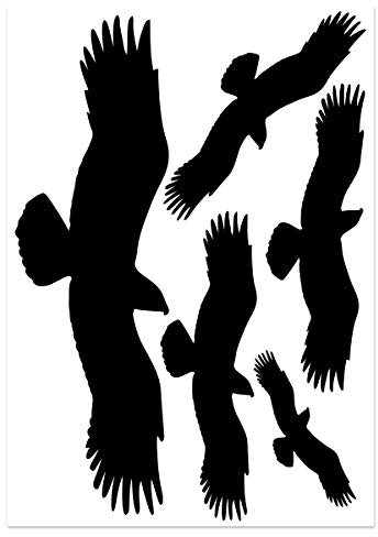 Wandkings Vogelschutz und Fensterschutz, 5 Aufkleber zum Schutz vor Vogelschlag, schwarz - erhältlich in 33 Farben