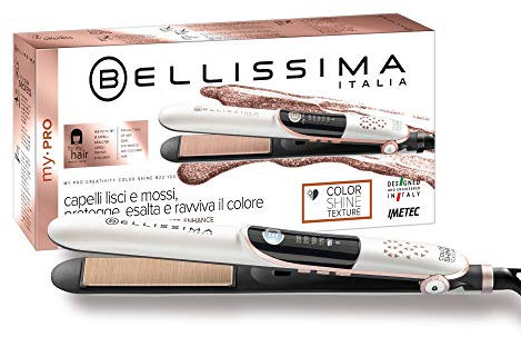 Bellissima Creativity Color Shine B22 100, Glätteisen für gefärbtes Haar, haarglätter, Stoffbeschichtung für den Schutz des Haares, Temperaturregelung von 150°C bis 230°C